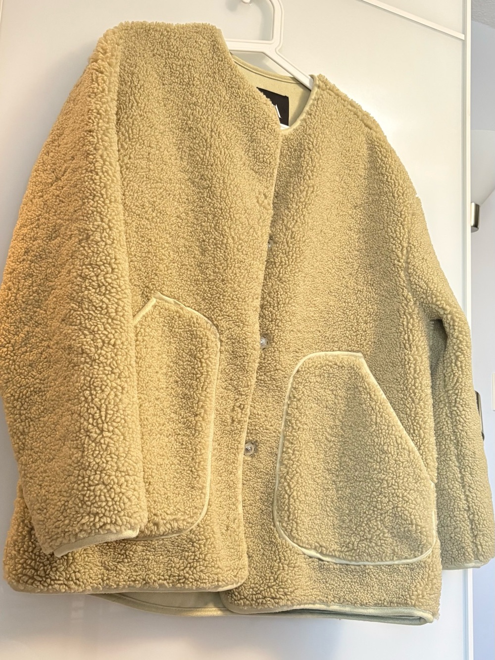 Zara Pistachio Teddy Fleece Snap-Front Jacket